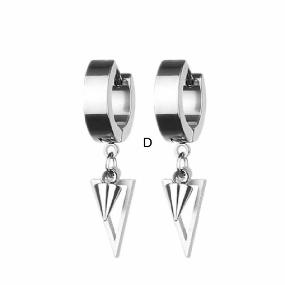 Punk Stainless Steel Mens Hoop Earrings Round Cross Gothic Hip Hop Ear Jewelry - Picture 2 of 9